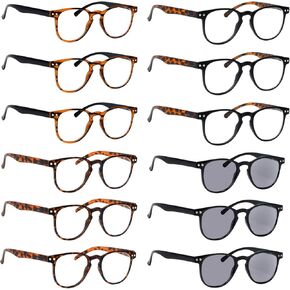 BLUELESS 12 Pairs Women Stylish Reading Glasses Vintage Pattern Design Ladies Readers +2.50