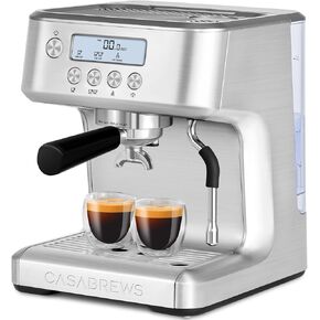 CASABREWS Espresso Machine with LCD Display, Barista Cappuccino Maker with Milk Frother Steam Wand, Professional Latte Coffee Machine with Adjustable Extraction Temperature, Gifts for Dad, Mom