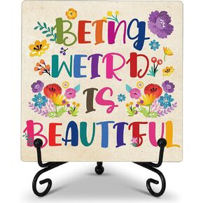 Therapy Gifts for Women Home Office Desk Decor, Wood Plaque with Support Stand, 3.94 x 3.94 inches Cubicle Decoration for Classroom Counseling Office & Tabletop Decor - A05