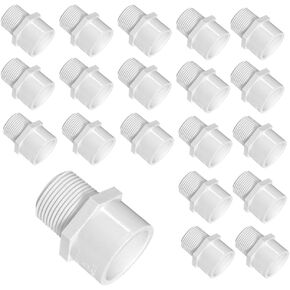 1/2IN White 2-Way SCH40 PVC Male Adapter Pipe Fittings， pipe fittings with external thread,Impact resistance(10 PACK)