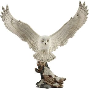 Veronese Design 13 Inch Tall Snowy Owl Flight Resin Sculpture Hand Painted Finish