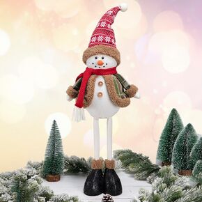 2024 Animated Snowman Christmas Decorations with Long Legs, Xmas Handmade Plush Ornaments Doll for Indoor, Home and Holiday, Present for Family and Friends