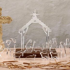 Yousoontic 13 قطعة مجموعة عيد الميلاد الشفاف من الأكريليك لمشهد ميلاد عيد الميلاد تماثيل تمثال صغير للديكور الداخلي لعيد الميلاد وعطلة العشاء وديكور سطح الطاولة in Kuwait