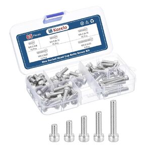 75pcs M5 Socket Head Cap Screws Bolts Nuts Assortment Kit - [M5x8/12/16/20/30mm] 304 Stainless Steel Allen Socket Drive for 3D Printer