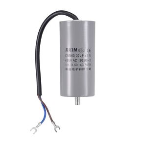 uxcell CBB60 Run Capacitor 35uF 450V AC 2 Wires 50/60Hz Cylinder 96x45mm with Terminal, M8 Fixing Stud for Air Compressor Water Pump Motor