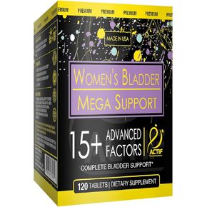 Actif Women's Bladder Mega Support with 15+ Factors, Non-GMO, for Bladder Control and Complete Bladder Support, Made in USA, 120 Count