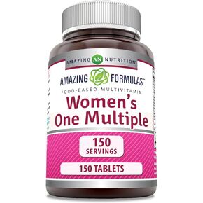 Amazing Formulas Multivitamin Food Based Tablets | Perfect Blend of Vitamins, Minerals, 25 Million CFU probiotics (Women's One Multiple, 150 Count)