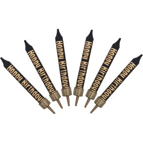 Black Birthday Candles – 2-Pack Happy Birthday Black Candles – Thin Short Candles for Birthday Cake – Black and Gold Candles Birthday Party Decorations – 6 Candles per Pack