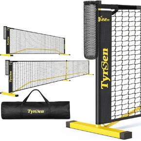 Portable Pickleball Net for Driveway, 22 FT Regulation Size & 11 FT Half Court Size Pickle Ball Net with Ball Collector, 2-in-1 Pickle Ball Net with Carry Bag for Garages Backyard