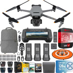 DJI Mavic 3 Pro Drone Quadcopter with RC Remote (with Screen) Fly More Combo, 4/3 CMOS Hasselblad Camera, 43Min Flight Time, 3 Batteries, ND Filters Bundle with Deco Gear Backpack and Accessories in Saudi Arabia