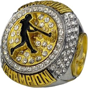 Legacy Rings 1 or 12 Pack Silver and Gold Tone Softball Baseball Championship Trophy Ring Champion or Finalist Award for Female Woman Player