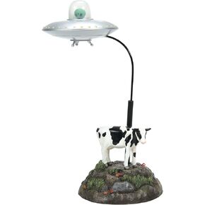 Department 56 Village Collection Accessories Halloween Udderly Unbelievable UFO and Cow Animated Figurine, 9.4 Inch, Multicolor