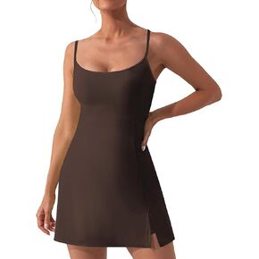 Womens Tennis Dress with Shorts Underneath Golf Dress Spaghetti Strap Athletic Dress for Pickleball Workout HH24026