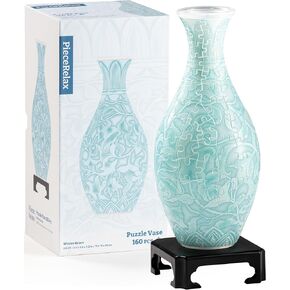 Unique Flower Vase - 3D Puzzle Vase for Adults to Flower Arrangement and Home Decoration Made by 160 Curved Plastic Puzzle Pieces - Winter Grace [S1043]