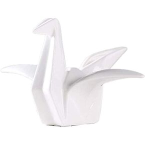 Ceramic Origami Crane Figurine Statue Handcrafted Crane Shaped Statue for Home Decor Ornament - White, M