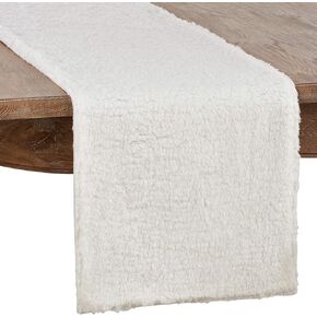 SARO LIFESTYLE Sherpa Design Table Runner, White, 16"x72"
