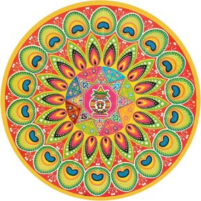 Mandala Rangoli Floor Table Sticker Vinyl PVC Home Interior Decoration Gift for Home Mandir/Floor Decor/Indian Wedding Diwali Festival Decoration/Gift Return Gift Indian Art. (Design 6)