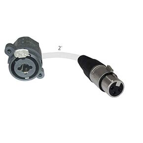 2ft Pigtail: 1/4 TRS/XLR Female Panel Mount to XLR Female Plug (Black)