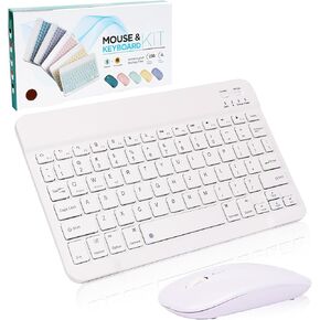 Bluetooth Keyboard and Mouse Combo,Ultra Slim Rechargeable Portable Wireless Keyboard Mouse Set Compact for Android Windows Tablet Cell Phone iPhone iPad Computer Desktop PC Laptop(Pink)