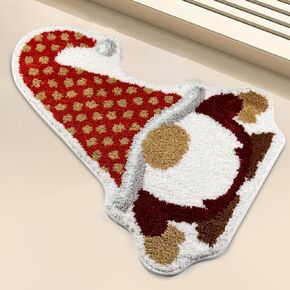 Christmas Gnome Tomte Bathroom Rug, Red Christmas Decor Rug Absorbent Non Slip Washable Bath Mat, Soft and Durable Bathtub Carpet, 19.6 x 26 Inch
