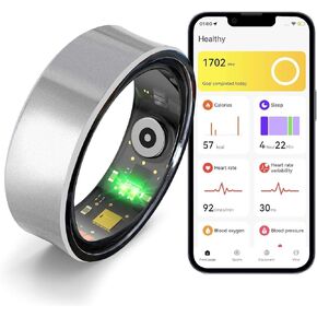 Smart Ring Fitness Tracker Ring for Men and Women - Titanium Material, Menstrual Cycle Tracker, Sleep Heart Rate Blood Oxygen Pressure Activity Steps Calories Tracker, No APP Subscription (Gold 10#)