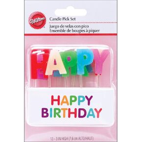 Wilton Happy Birthday Rainbow Candle Pick Set, 3"