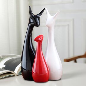 Ceramic Elephant Family Statue Figurine Mom Dad and Baby Animal Art Porcelain Sculpture Home Decor Decorations for Living Room Book Shelf Cabinet Desk Table Top Ornament (B1, Three) in Kuwait