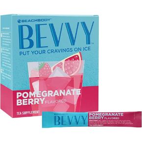 BODi Bevvy Pomegranate Berry Iced Tea Supplement with Fiber, Low-Caffeine Cravings Control, No Artificial Preservatives, Plant-Based, Gluten-Free, Dairy & Soy-Free - 40 Servings