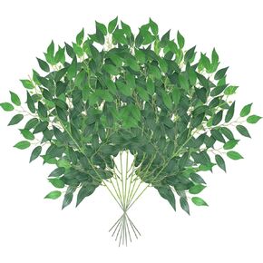 9Pcs Italian Ruscus Greenery Stems, Artificial Faux Greenery Garland, Fake Silk Green Leaves Vines Hanging Spray Decoration for DIY Bouquet Filler Table Centerpieces Wedding Arch Home Decor