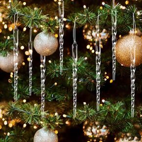 30Pcs Christmas Icicle Ornament Crystal Acrylic Spiral Icicles Decoration Hanging Clear Icicles Pendant Decorations Set (Transparent)