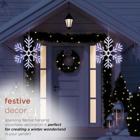 Alpine Corporation 24"H Indoor/Outdoor Hanging Snowflake Decoration with LED Lights in Saudi Arabia