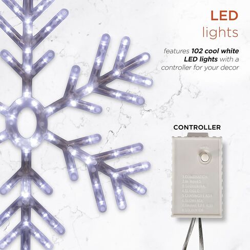 Alpine Corporation 24"H Indoor/Outdoor Hanging Snowflake Decoration with LED Lights in Saudi Arabia