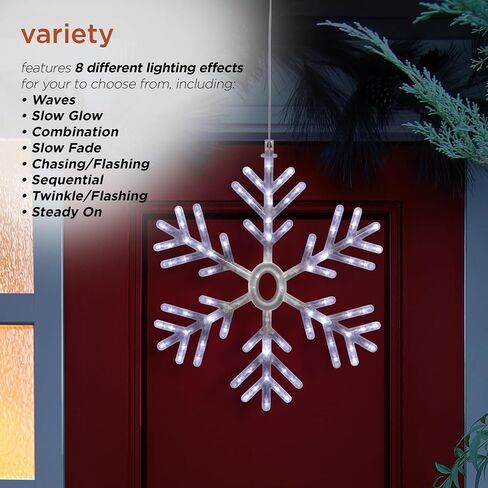 Alpine Corporation 24"H Indoor/Outdoor Hanging Snowflake Decoration with LED Lights in Saudi Arabia