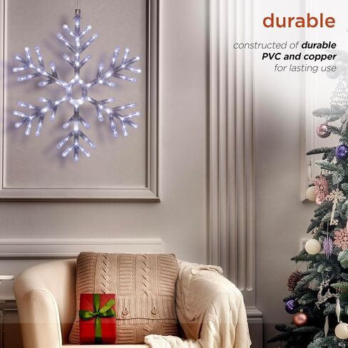 Alpine Corporation 24"H Indoor/Outdoor Hanging Snowflake Decoration with LED Lights in Saudi Arabia