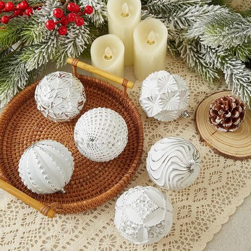 Red Farmhouse Christmas Ball Ornaments，6 PCS Vintage Rustic Distressed Xmas Hanging Ornaments Shatterproof Antique Traditional Style Christmas Tree Decorations in Saudi Arabia