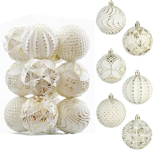 Red Farmhouse Christmas Ball Ornaments，6 PCS Vintage Rustic Distressed Xmas Hanging Ornaments Shatterproof Antique Traditional Style Christmas Tree Decorations in Saudi Arabia