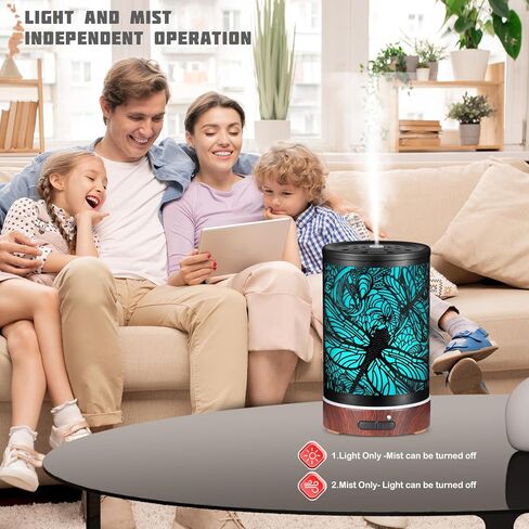 Essential Oil Diffuser, kobodon 150ML Metal Aromatherapy Diffusers for Essential Oils, Ultrasonic Diffuser with 7 Color Lighting Changing Modes Gifts for Women and Mom(03-Dragonflies)… in Saudi Arabia