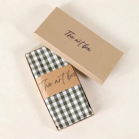 THE ART BOX Halloween Check Plaid Table Runner, Linen Blend Classic Family Dinner Table Runners for Indoor Outdoor Parties Events Home Decoration (Green and White, 14 x 72 Inch) in Kuwait