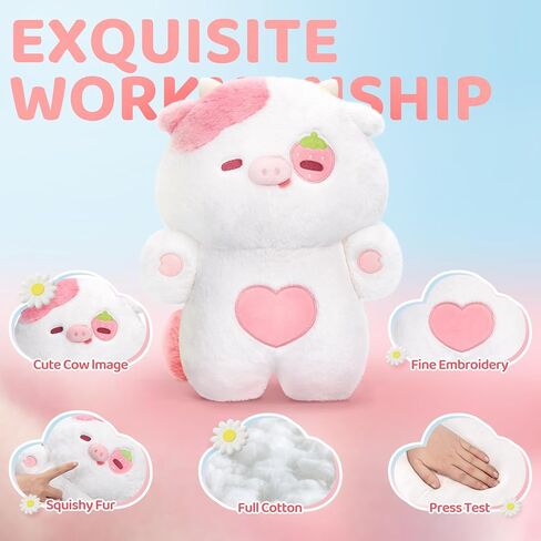 ألعاب القطيفة على شكل بقرة القطط، دمية إسفنجية محشوة على شكل بقرة كاواي، وسادة قطة لطيفة من القطيفة، هدايا وسادة رمي قطيفة لديكور المنزل للأطفال (10 بوصات) in Kuwait