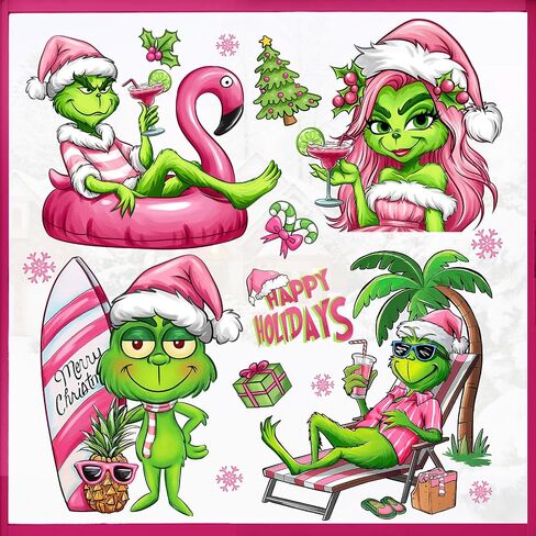 Mfault Merry Christmas Flamingo Beach Window Clings 4 Sheets, Tropical Xmas Tree Red Truck Believe Stickers Decals Decorations, Winter New Year 2025 Party Home Kitchen Decor Holiday Gifts in Saudi Arabia