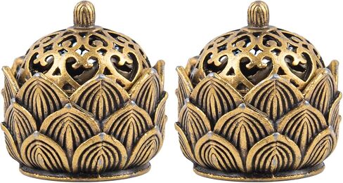 Framendino, 2 Pack Mini Brass Lotus Flower Incense Holder with Lid for Kitchen Bedroom Desktop Ornament in Saudi Arabia
