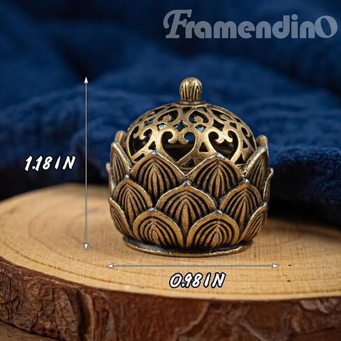 Framendino, 2 Pack Mini Brass Lotus Flower Incense Holder with Lid for Kitchen Bedroom Desktop Ornament in Saudi Arabia