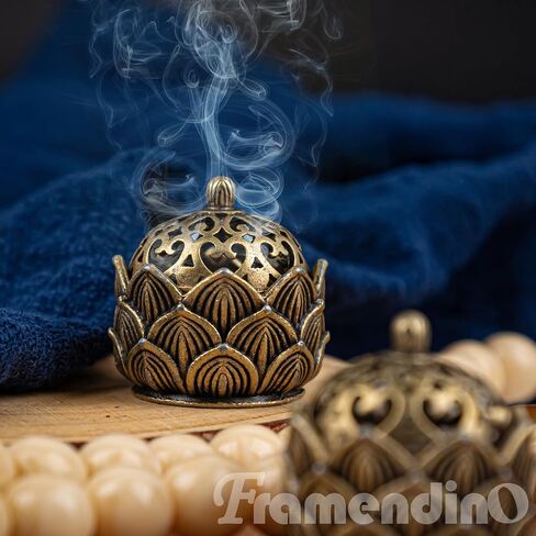 Framendino, 2 Pack Mini Brass Lotus Flower Incense Holder with Lid for Kitchen Bedroom Desktop Ornament in Saudi Arabia