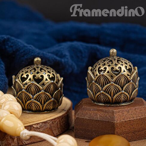Framendino, 2 Pack Mini Brass Lotus Flower Incense Holder with Lid for Kitchen Bedroom Desktop Ornament in Saudi Arabia