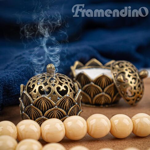 Framendino, 2 Pack Mini Brass Lotus Flower Incense Holder with Lid for Kitchen Bedroom Desktop Ornament in Saudi Arabia