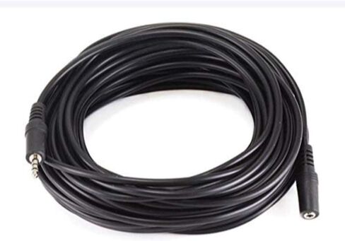 Monoprice 100649 12' 3.5mm Stereo Plug/Jack M/F Cable, Black in Kuwait