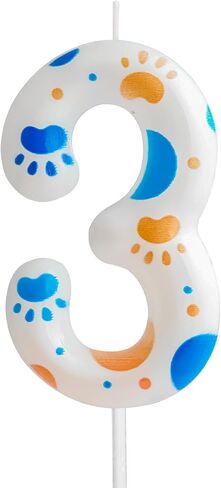 Blue Dog Paw Theme Birthday Candle, Blue Dog Birthday Cake Toppers for Boys Kids, Number 3 Candle, Blue Dog Paw Birthday Candle for Themed Birthday Party Decoration Supplies Favors Gifts in Saudi Arabia