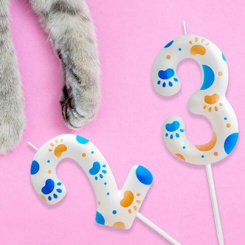 Blue Dog Paw Theme Birthday Candle, Blue Dog Birthday Cake Toppers for Boys Kids, Number 3 Candle, Blue Dog Paw Birthday Candle for Themed Birthday Party Decoration Supplies Favors Gifts in Saudi Arabia