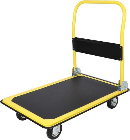 Platform Trucks Cart 2000LBS, Foldable Steel Hand Push Cart Dolly with 4" Rubber Wheels, Heavy Duty Flat Cart 48" x 24" for Loading and Moving, Home Office Warehouse in Saudi Arabia