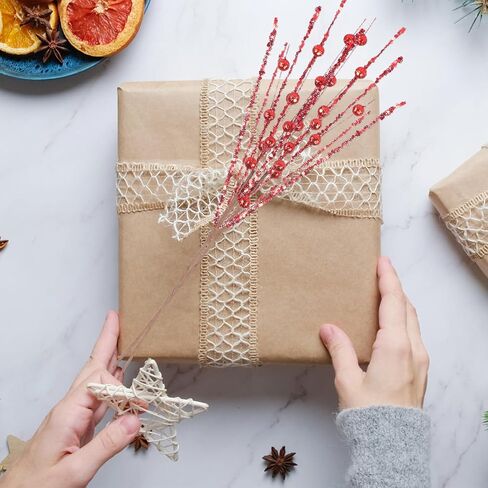 SY Super Bang 10 Pack Christmas Tree Decorations, Artificial Champagne Glitter Berry Stems Picks Sprays Twigs, Branches for Xmas Tree Vase Filler Home Holiday Decor. in Saudi Arabia